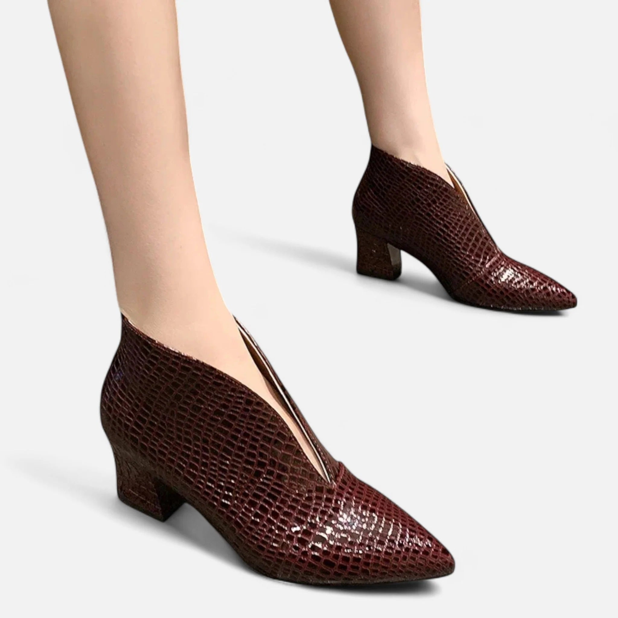 Women’s Patent Leather V-Cut Ankle Boots